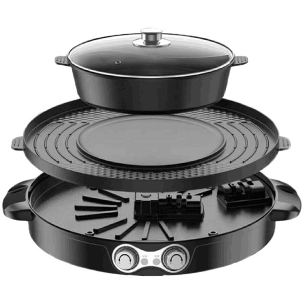 Sauteuse électrique multifonction Gril électrique multifonction Grand hot pot double séparation contrôle indépendant sans fumée Sauteuse électrique multifonction Gril électrique multifonction Grand hot pot double séparation contrôle indépendant sans fumée