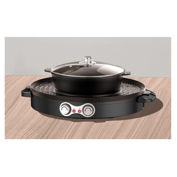 Sauteuse électrique multifonction Gril électrique multifonction Grand hot pot double séparation contrôle indépendant sans fumée Sauteuse électrique multifonction Gril électrique multifonction Grand hot pot double séparation contrôle indépendant sans fumée