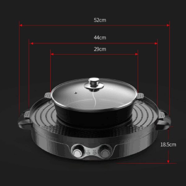 Sauteuse électrique multifonction Gril électrique multifonction Grand hot pot double séparation contrôle indépendant sans fumée Sauteuse électrique multifonction Gril électrique multifonction Grand hot pot double séparation contrôle indépendant sans fumée