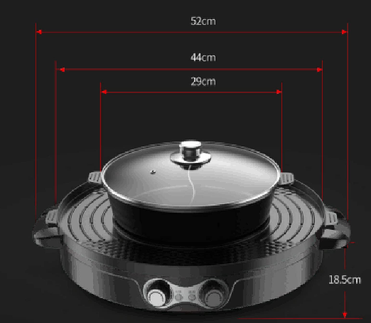 Sauteuse électrique multifonction Gril électrique multifonction Grand hot pot double séparation contrôle indépendant sans fumée