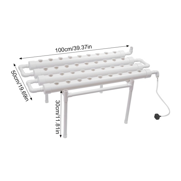 4 tubes 36 emplacements Système de culture hydroponique PVC U Hydroponique Kit de culture Blanc.