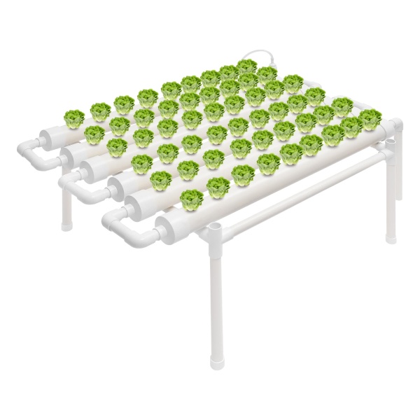 Kit de culture hydroponique - 54 trous - Tube en PVC hydroponique 6 tubes -  Système de plantes de jardin pour légumes à feuilles