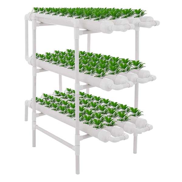 Kit de culture hydroponique en PVC - Système de culture hydroponique - Kit de culture hydroponique - 3 couches - 108 emplacements - 12 tubes