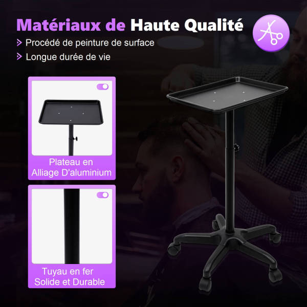 Chariot de travail coiffeur Beauty Chariot de salon en métal mobile salon hauteur réglable pour coiffeur beauté salon spa