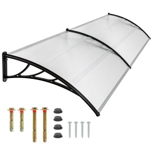 Toit de porte en polycarbonate - Protection contre les intempéries - Transparent - 200 cm