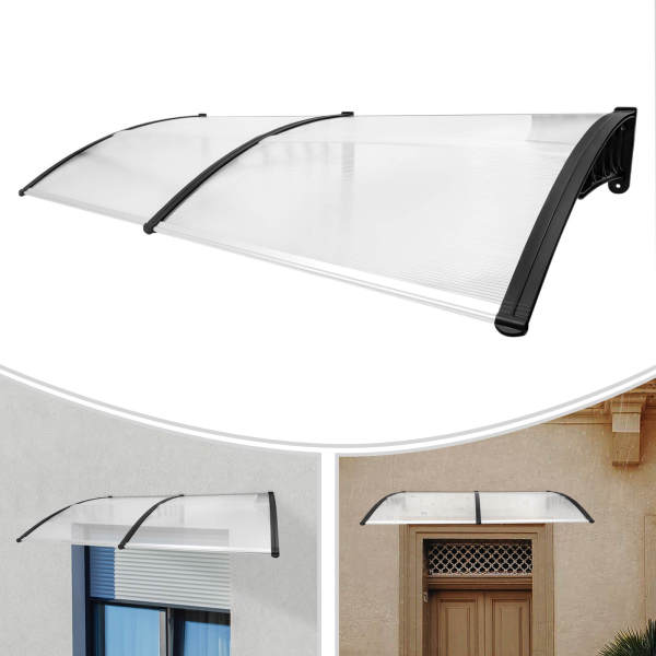 Toit de porte en polycarbonate - Protection contre les intempéries - Transparent - 200 cm
