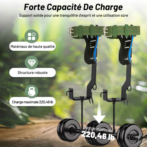 Crampons D'élagage Pour Grimper Aux Arbres – Acier Manganèse, Charge 150 Kg, Taille Réglable – Pour Taille, Chasse, Cueillette