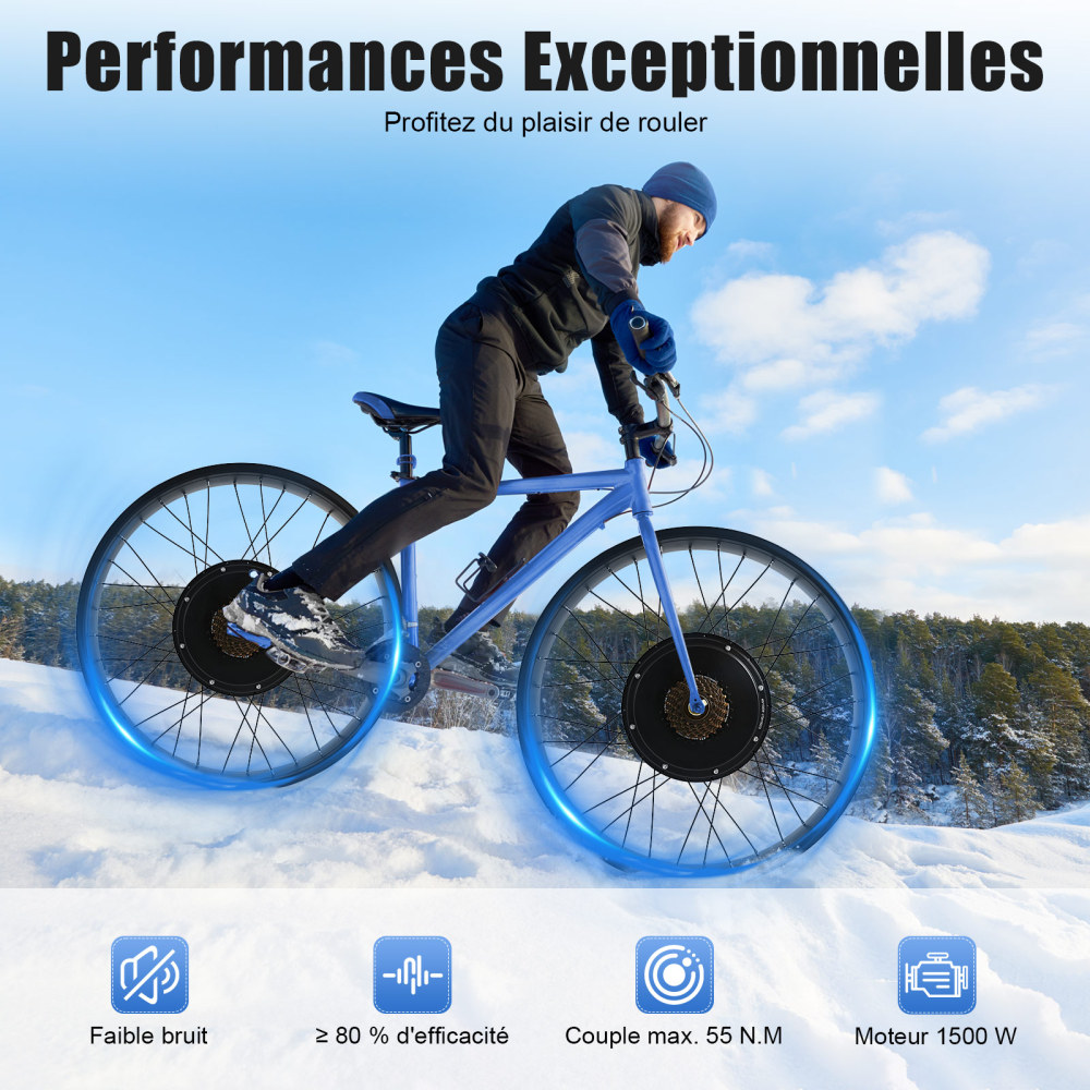 Viribus Kit de Conversion pour Vélo Électrique 26" avec Écran LCD, Kit