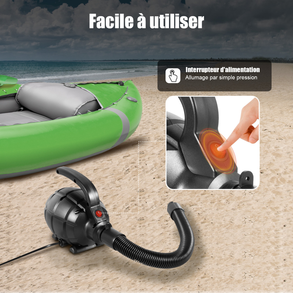 Jeffergarden Pompe à Air électrique Pompe De Gonflage à Air 80W Avec Chargeur De Voiture 12v Eu Plug 100240v Pour Bateau Pneumatique 75626437