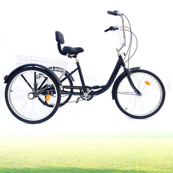 Tricycle Adulte 24 Pouces 6 Vitesses Avec Panier - Futchoy - Pour Shopping, Loisirs, Personnes âgées