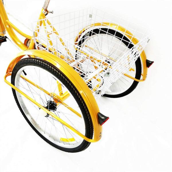 Tricycle Adulte 24 Pouces 6 Vitesses - Pour Seniors, Avec Panier, Cadre Aluminium, Charge 120kg - Neuf