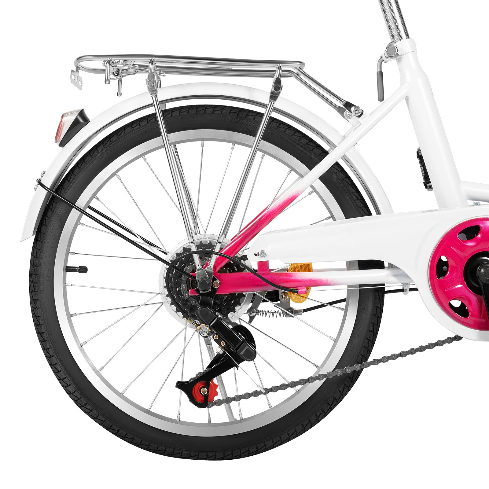 Vélo Enfant 20 Pouces 6 Vitesses Rose – Hauteur Réglable 110-140 Cm + Lumière LED