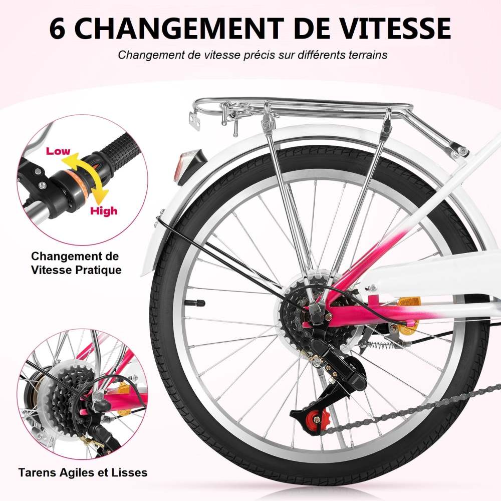 CNCEST Vélo pour enfant 20 pouces vitesses Pour garçons et filles