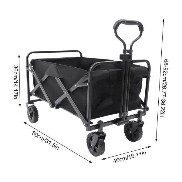 Chariot De Plage Pliable Outsunny 60kg Avec Roulettes Et Sac - Noir