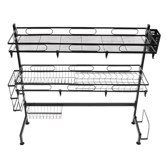 Égouttoir à couverts sur évier, égouttoir à couverts 2 niveaux, longueur 82 cm, noir Égouttoir à couverts sur évier, égouttoir à couverts 2 niveaux, longueur 82 cm, noir