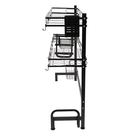 Égouttoir à couverts sur évier, égouttoir à couverts 2 niveaux, longueur 82 cm, noir