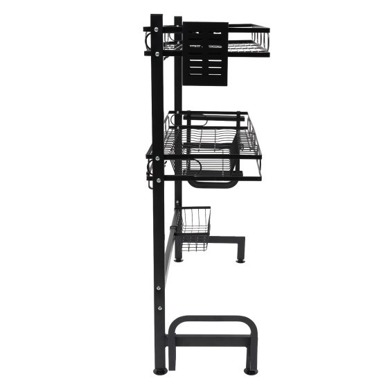 Égouttoir à vaisselle à 2 niveaux au-dessus de l'évier, égouttoir à vaisselle à 2 niveaux en acier inoxydable avec porte-ustensiles, planche à découper, bloc à couteaux (62 cm)