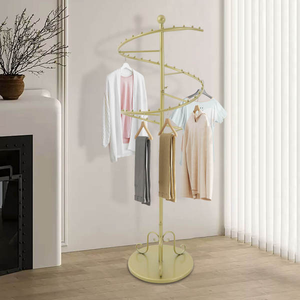 Portant à vêtements rotatif en spirale, robuste et autoportant