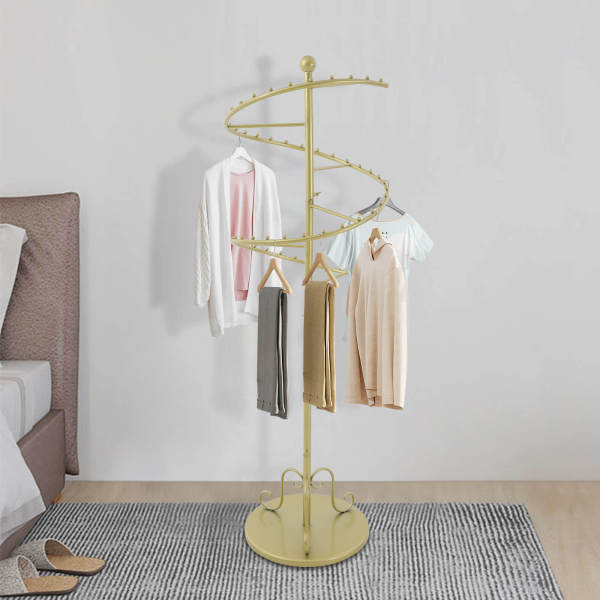 Portant à vêtements rotatif en spirale, robuste et autoportant