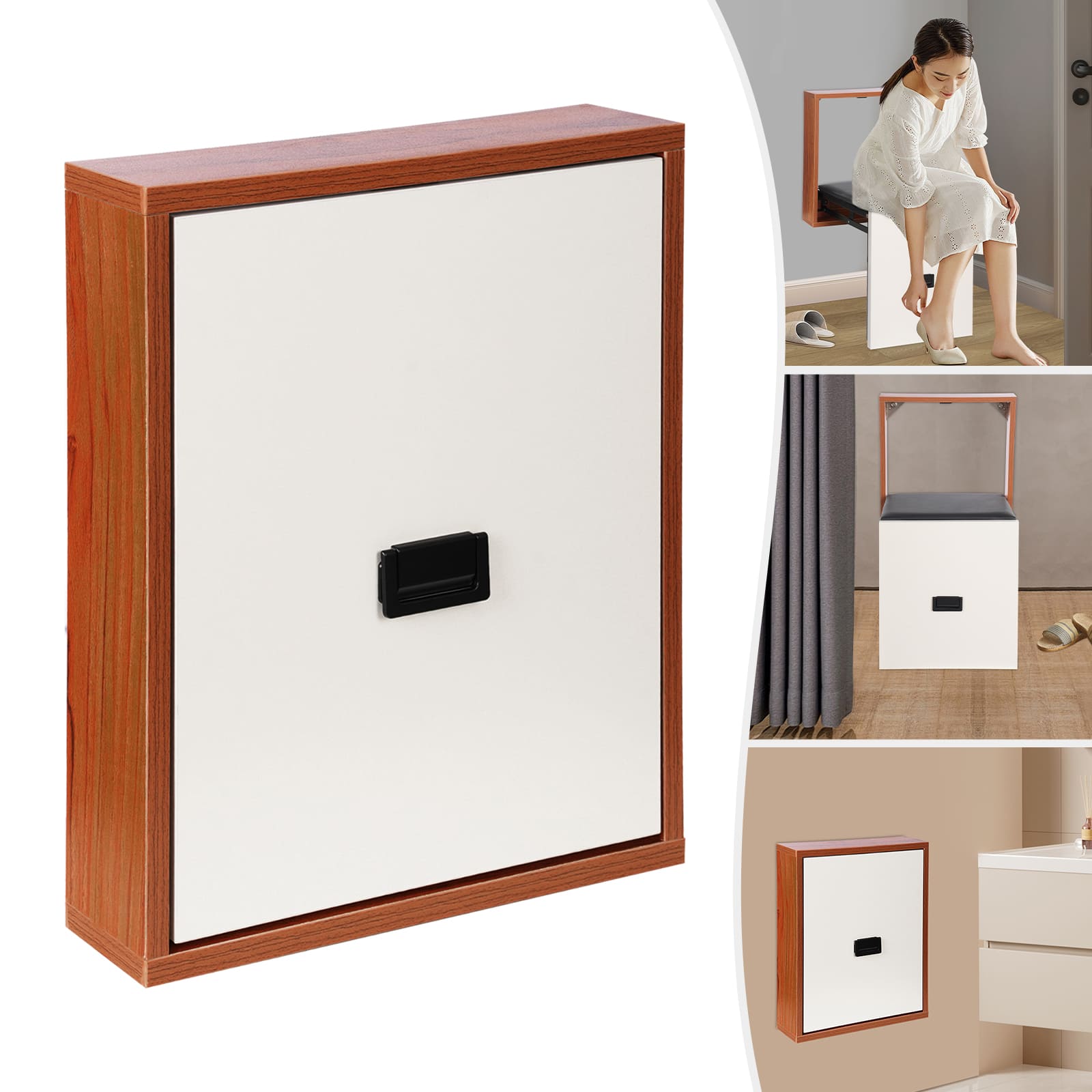Tabouret Mural Pliable Ultra Fin - Chaise Pliante Murale Pour Entrée, Salle De Bain, Balcon Et Cheminée