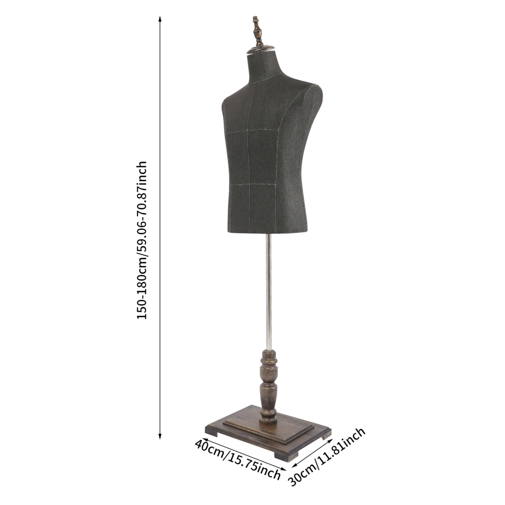 Mannequin homme avec support, mannequin demi-corps, mannequin de couture - Sans poignées SX Homme + Plaque européenne antique