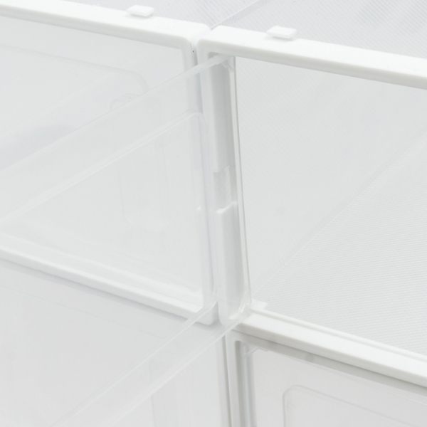 Cadre empilable à deux extrémités pour 20 boîtes à chaussures d'emballage, porte transparente, design creux - blanc