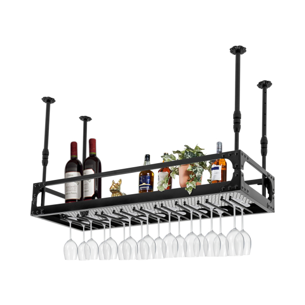 Étagère à vin flottante avec support en verre - Mini bar et