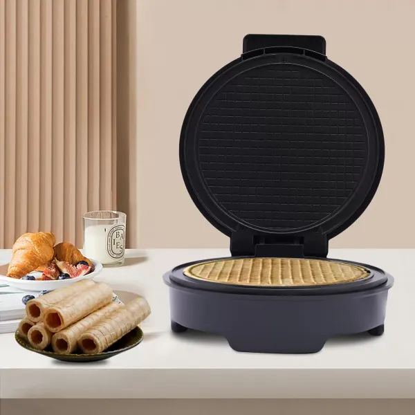 Gaufrier à glace automatique 1200W, gaufrier à glace, plaques antiadhésives, moule à glaçons pour Dessert