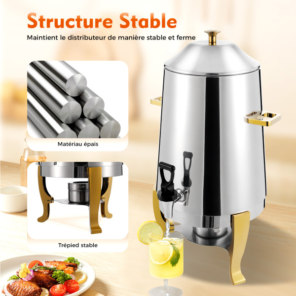 Distributeur Isotherme 10L En Acier Inoxydable – Urne à Boissons Chaudes/Froides Avec Robinet, Pour Café, Thé, Événements