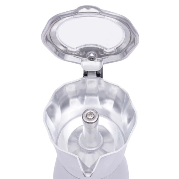 Machine à café Moka électrique en alliage d'aluminium 480W avec base, peut préparer six tasses à la fois, argent