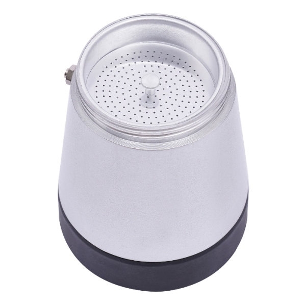 Machine à café Moka électrique en alliage d'aluminium 480W avec base, peut préparer six tasses à la fois, argent