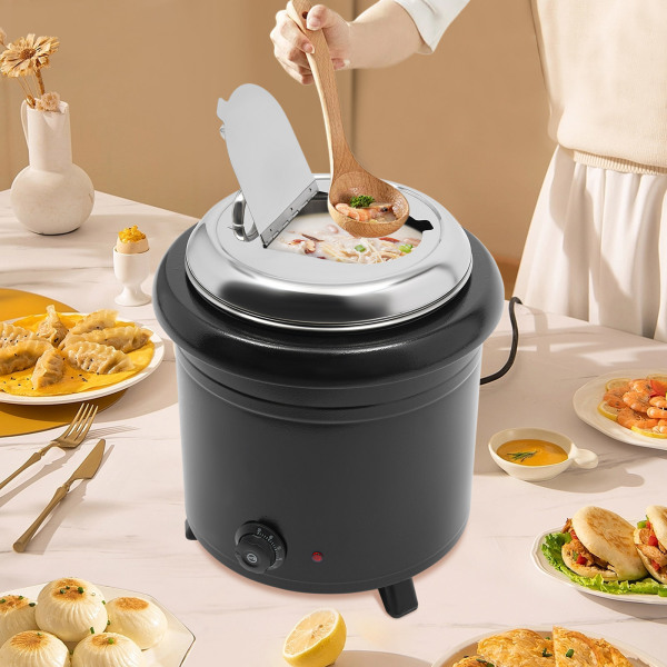 Chauffe-soupe 13 L 400 W en acier inoxydable 201 pour buffets, cantines, cafétérias, mariages, 36 x 44 cm pour réchauffer les ragoûts, noir