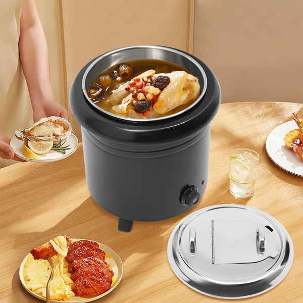 Chauffe-soupe 13 L 400 W en acier inoxydable 201 pour buffets, cantines, cafétérias, mariages, 36 x 44 cm pour réchauffer les ragoûts, noir