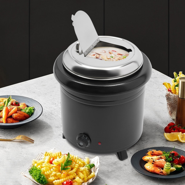 Chauffe-soupe 13 L 400 W en acier inoxydable 201 pour buffets, cantines, cafétérias, mariages, 36 x 44 cm pour réchauffer les ragoûts, noir