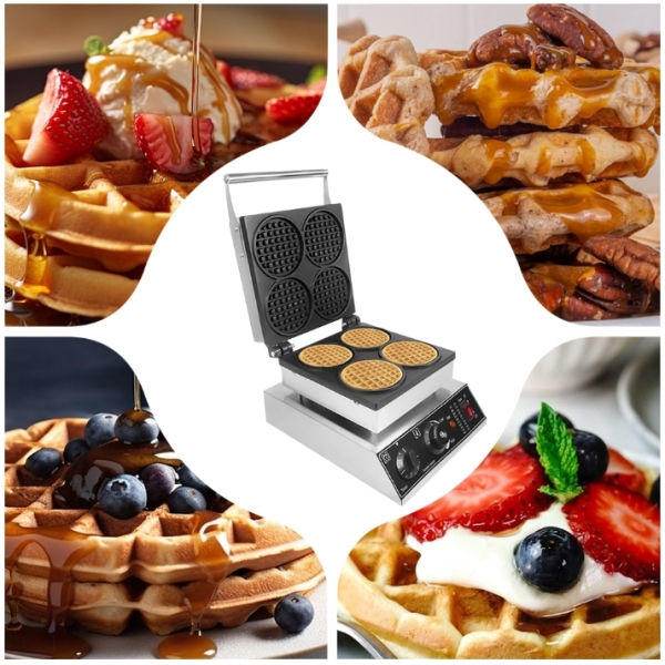 Gaufrier 1750W 220V 4 tours, indicateur LED, adapté aux boulangeries et restaurants
