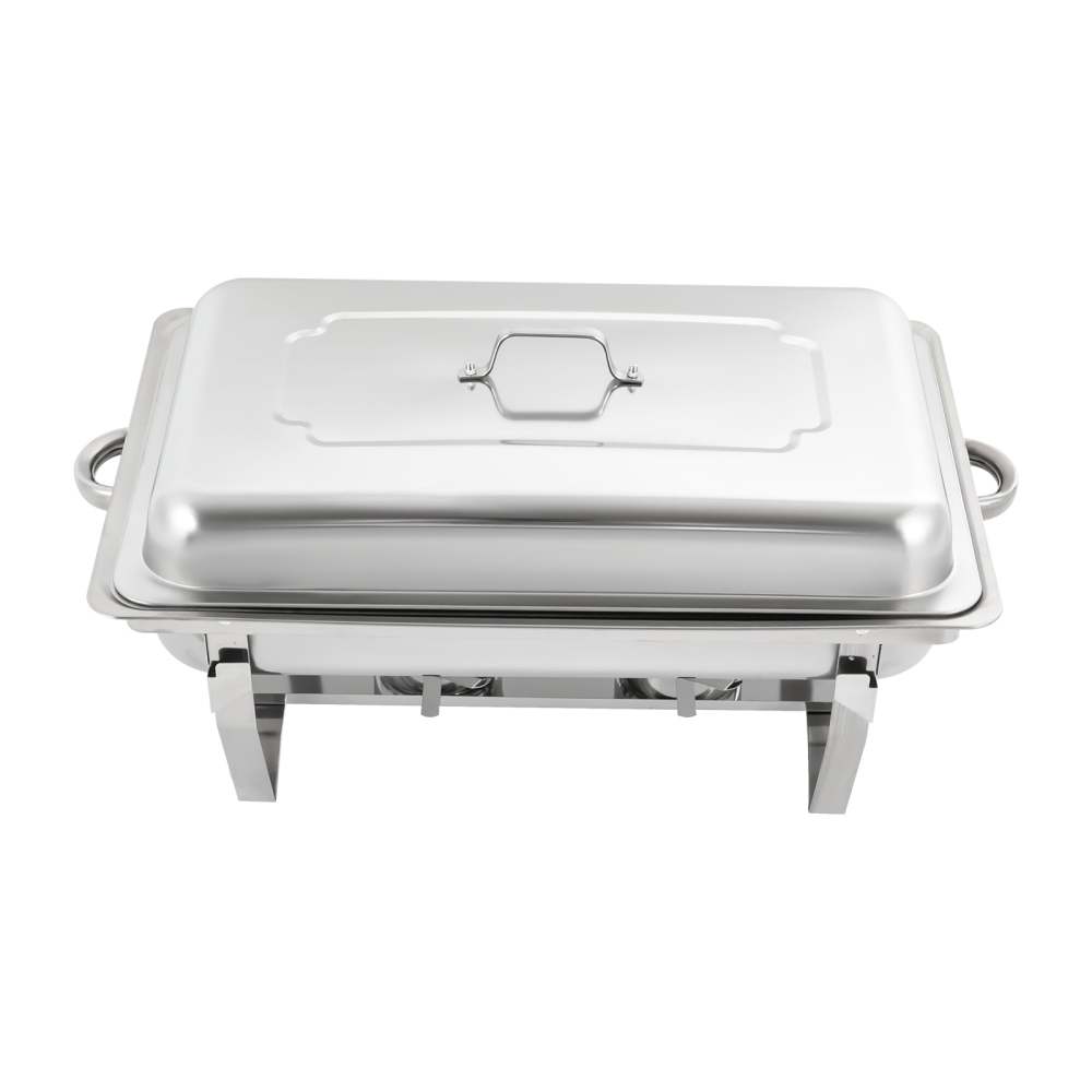 Chafing dish en inox - 8,9 litres - Rond - avec couvercle en verre à