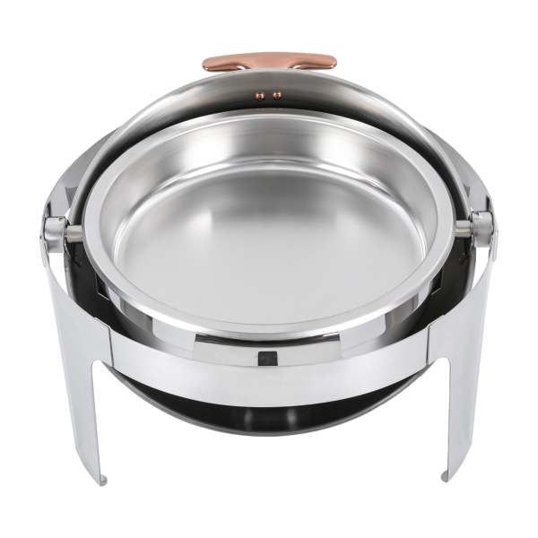 Cocotte ronde à couvercle rabattable avec chauffage à l'alcool 6L (poignée en or rose)