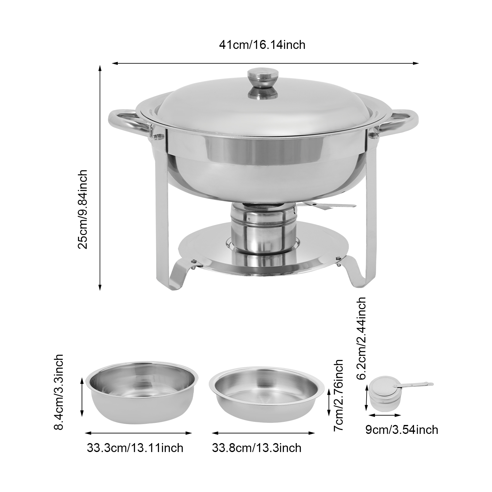 Chauffe-buffet En Acier Inoxydable 11 L - Double Compartiment, Réchaud à Alcool - Pour Fêtes, Mariages, Banquets - 2