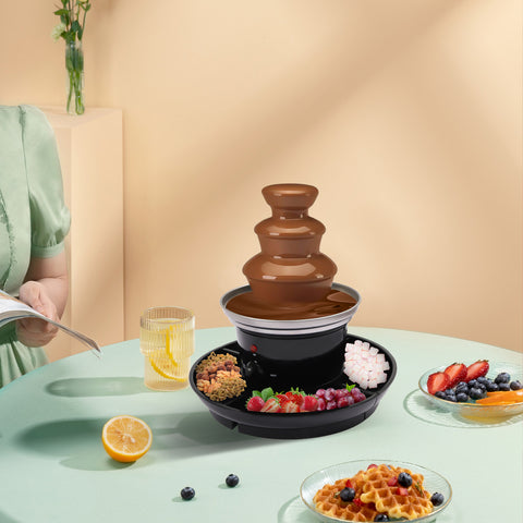 Fontaine à Chocolat 3 étages 60W - Ensemble Fondue En Inox, Pour Fêtes, Anniversaires, Famille, Facile à Nettoyer