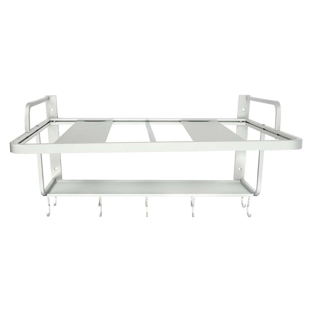 Support Micro-Ondes Extensible 2 Niveaux En Métal - Étagère Cuisine Réglable Avec Crochets - Charge 25kg