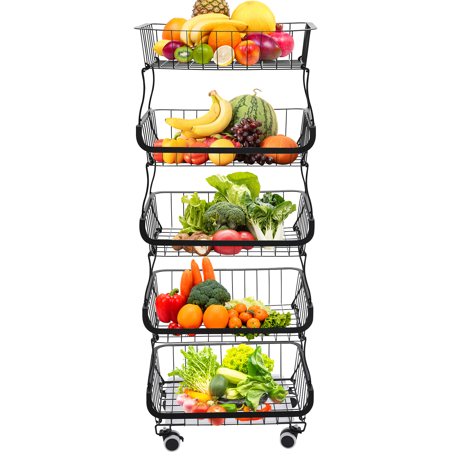 Corbeille à Fruits Magnétique 2 En 1 Sans Perçage - Étagère à épices Incluse - Rangement Suspendu Pour Cuisine - 10