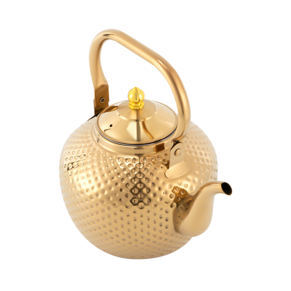 Théière en acier inoxydable avec filtre, avec poignée pour filtrer le thé, adaptée aux plaques à induction (2,0 litres, or) Théière en acier inoxydable avec filtre, avec poignée pour filtrer le thé, adaptée aux plaques à induction (2,0 litres, or)