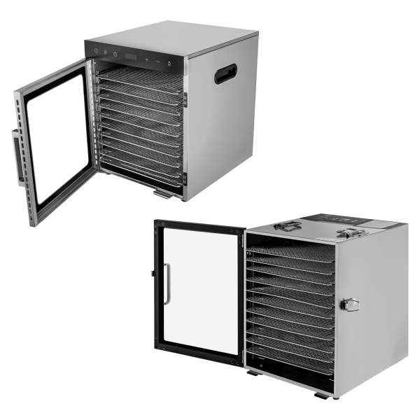 Déshydrateur automatique en acier inoxydable 800 W avec régulateur de température pour aliments, viandes, fruits, légumes, avec 10 plateaux
