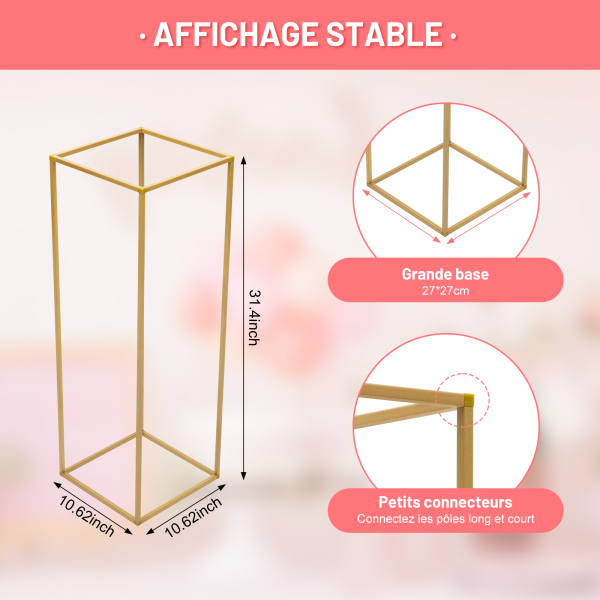 Everbon Lot de 10 supports de fleurs dorés et argentés de 80 cm de haut en