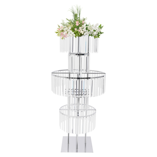 Support de fleurs en cristal à 5 ​​niveaux pour réception de mariage, fête d'anniversaire, événements, décoration d'intérieur