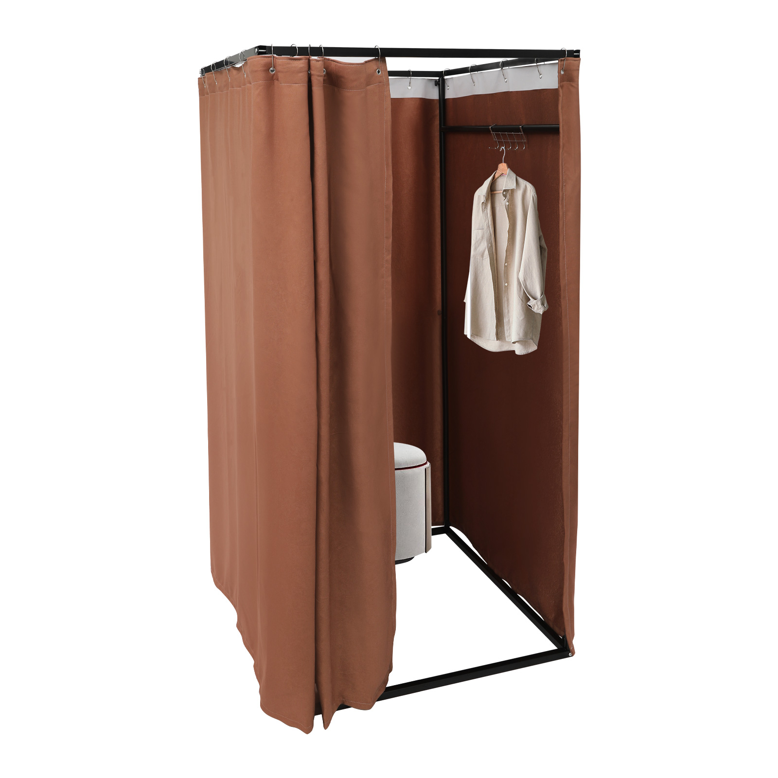 Cabine D'essayage Autoportante OXBZKMY - Rideau, Barre Télescopique 90-163 Cm, Pour Boutique Ou Maison - 4