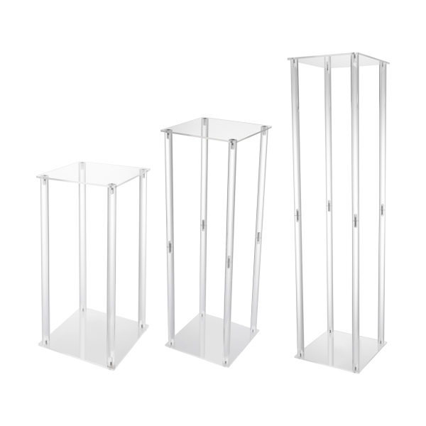 CNCEST – Vase en acrylique pour centres de table de mariage, support de fleurs en colonne transparente, affichage géométrique pour la décoration de la maison, 3 pièces