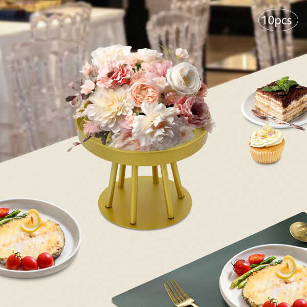 Lot de 10 supports de fleurs circulaires de 20 x 15 cm pour décoration de mariage ou d'intérieur - 6 poteaux