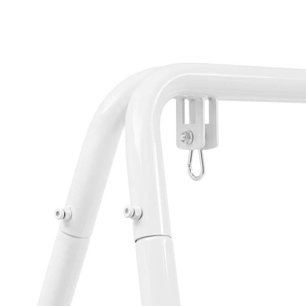 Cadre de chaise suspendue en métal blanc, support de balançoire intérieur/extérieur – Structure triangulaire, montage facile Cadre de chaise suspendue en métal blanc, support de balançoire intérieur/extérieur – Structure triangulaire, montage facile