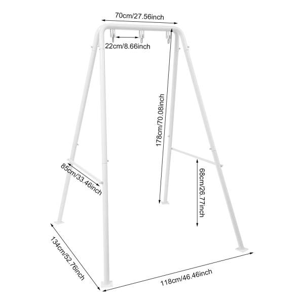 Cadre de chaise suspendue en métal blanc, support de balançoire intérieur/extérieur – Structure triangulaire, montage facile Cadre de chaise suspendue en métal blanc, support de balançoire intérieur/extérieur – Structure triangulaire, montage facile